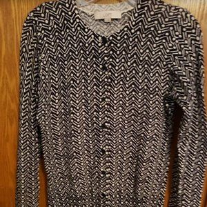 Loft SMALL  Black with white dots Cardigan Sweater sz. Small Ann Taylor